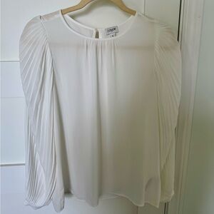 J. Crew White Pleated Blouse